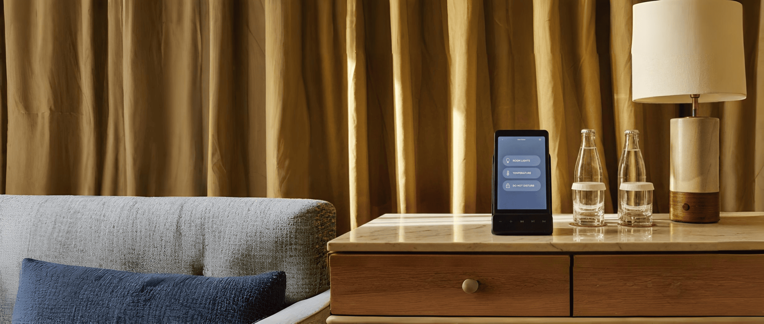 Multimedia AI — In-room tablet on bedside table